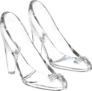 WUWEOT 1 Pair Cinderella Glass Slipper, Clear Crystal High Heels Shoe Ornaments for Cinderella Party Decor, Girls Birthday Gift, Wedding Centerpiece, Candy Holder, Cake Top Decor