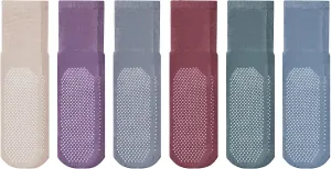 Yacht & Smith 6 Pairs Of Loose Fit Gripper Bottom Diabetic Non-Skid Slipper Black Socks, Grippy Hospital Sock, Wholesale Bulk