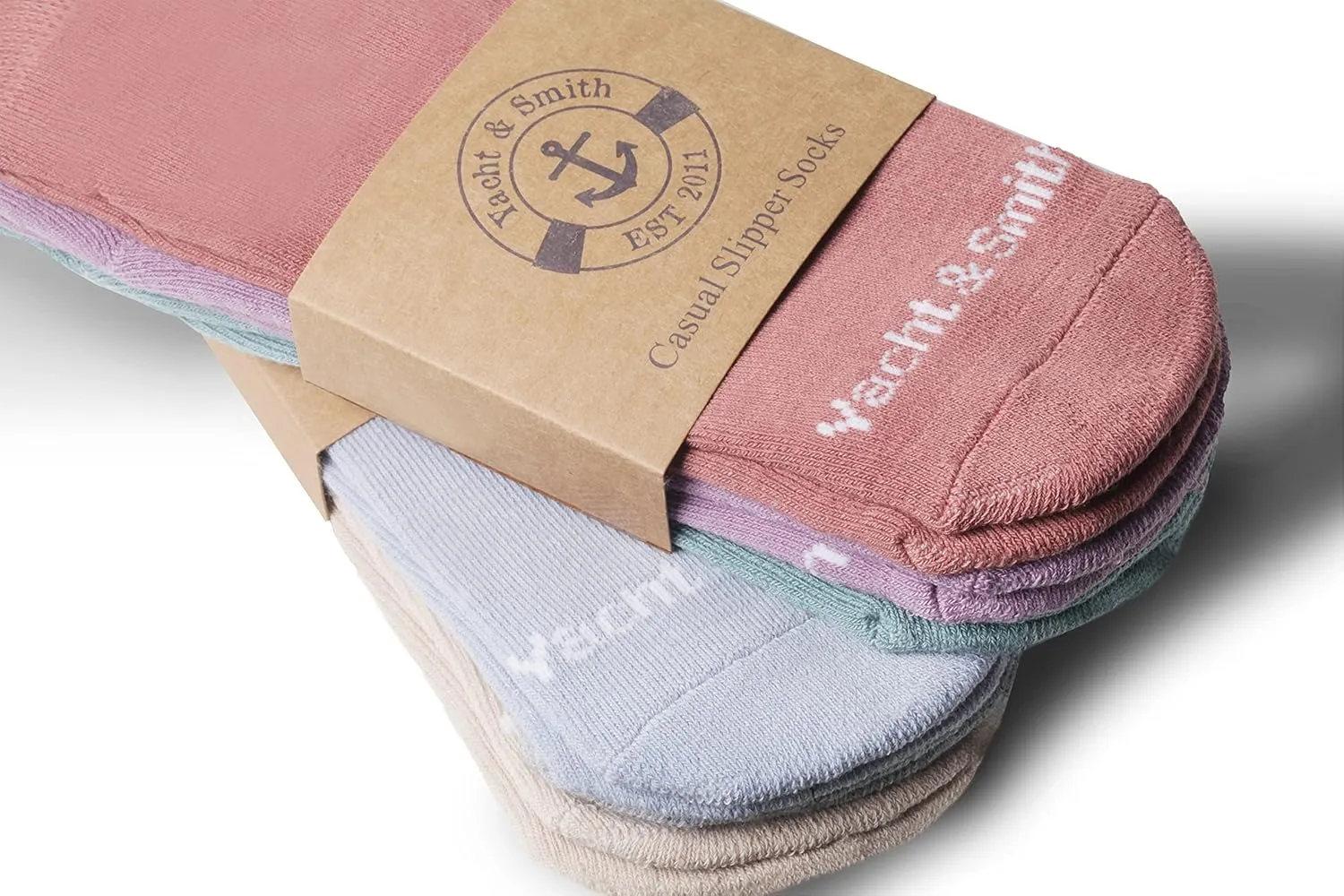 Yacht & Smith 6 Pairs Of Loose Fit Gripper Bottom Diabetic Non-Skid Slipper Black Socks, Grippy Hospital Sock, Wholesale Bulk