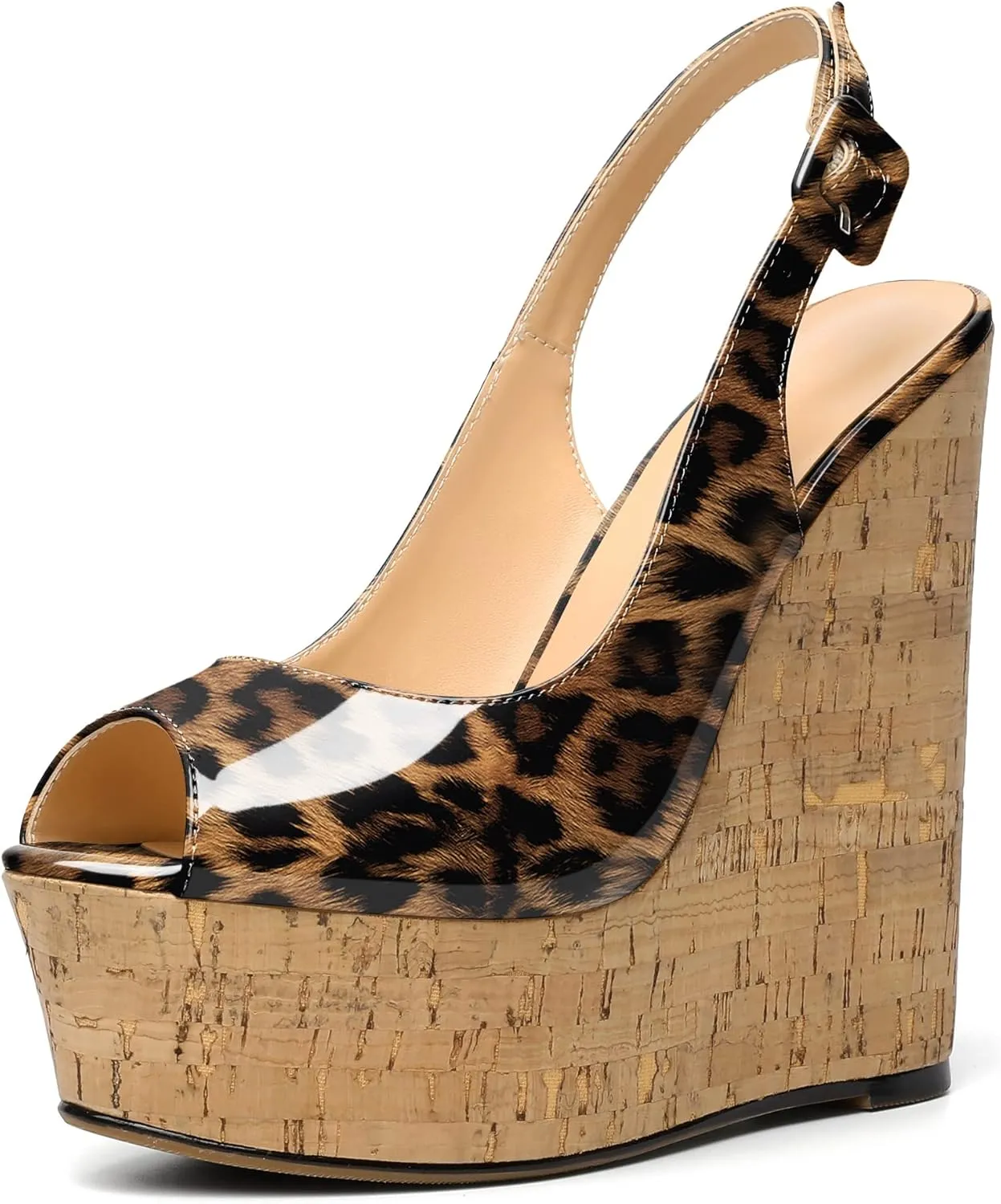 YODEKS Women's Platform Sandals Wedge Heel Peep Toe High Heeled Pumps Platform Wooden Heel Summer Wedge Heels Shoes