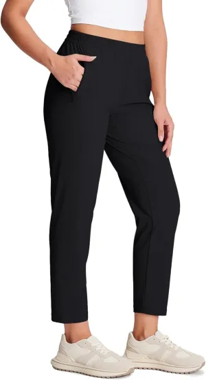 Yogipace Women's Petite/Regular Lightweight Outdoor Golf Ankle Pants Water-Resistant UPF 50  Travel Hiking Casual Pants