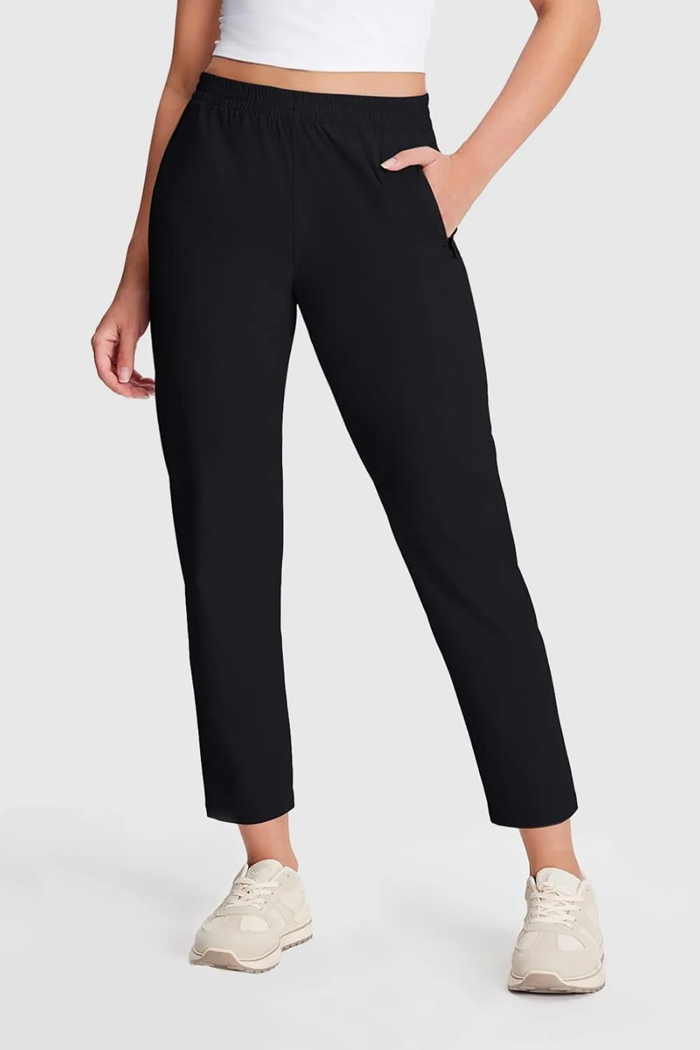 Yogipace Women's Petite/Regular Lightweight Outdoor Golf Ankle Pants Water-Resistant UPF 50  Travel Hiking Casual Pants