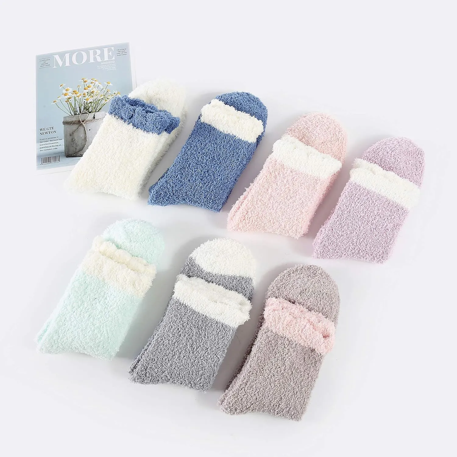 Zando Women's Fuzzy Socks Slipper Socks-Cozy Comfortable Non-Slip-for Home, Hospital, Yoga, Pilates & Cold Weather