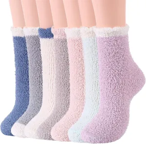 Zando Women's Fuzzy Socks Slipper Socks-Cozy Comfortable Non-Slip-for Home, Hospital, Yoga, Pilates & Cold Weather