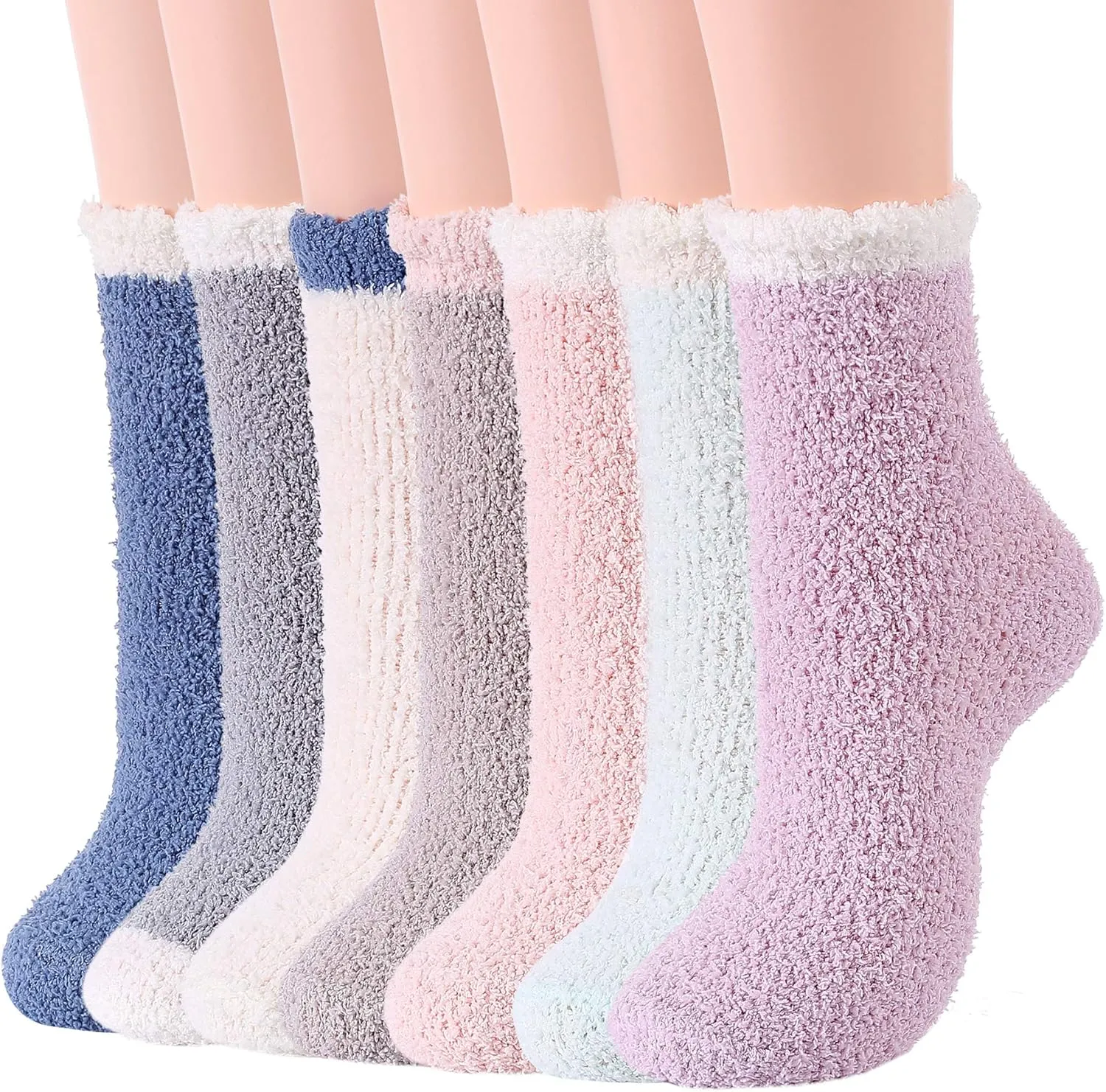 Zando Women's Fuzzy Socks Slipper Socks-Cozy Comfortable Non-Slip-for Home, Hospital, Yoga, Pilates & Cold Weather