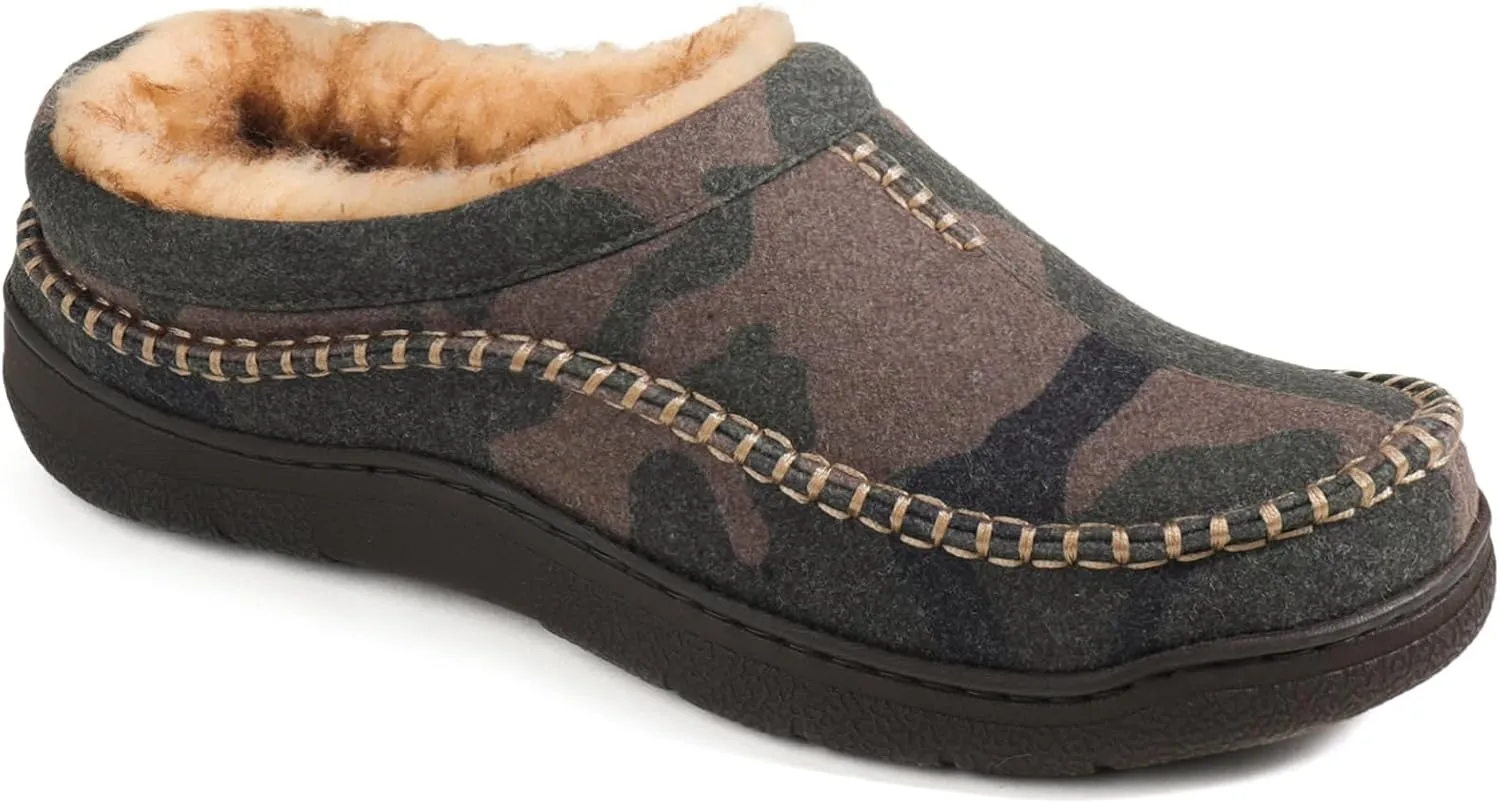 Zigzagger Men's Slip On Moccasin Slippers, Indoor/Outdoor Warm Fuzzy Comfy House Shoes, Fluffy Wide Loafer Slippers